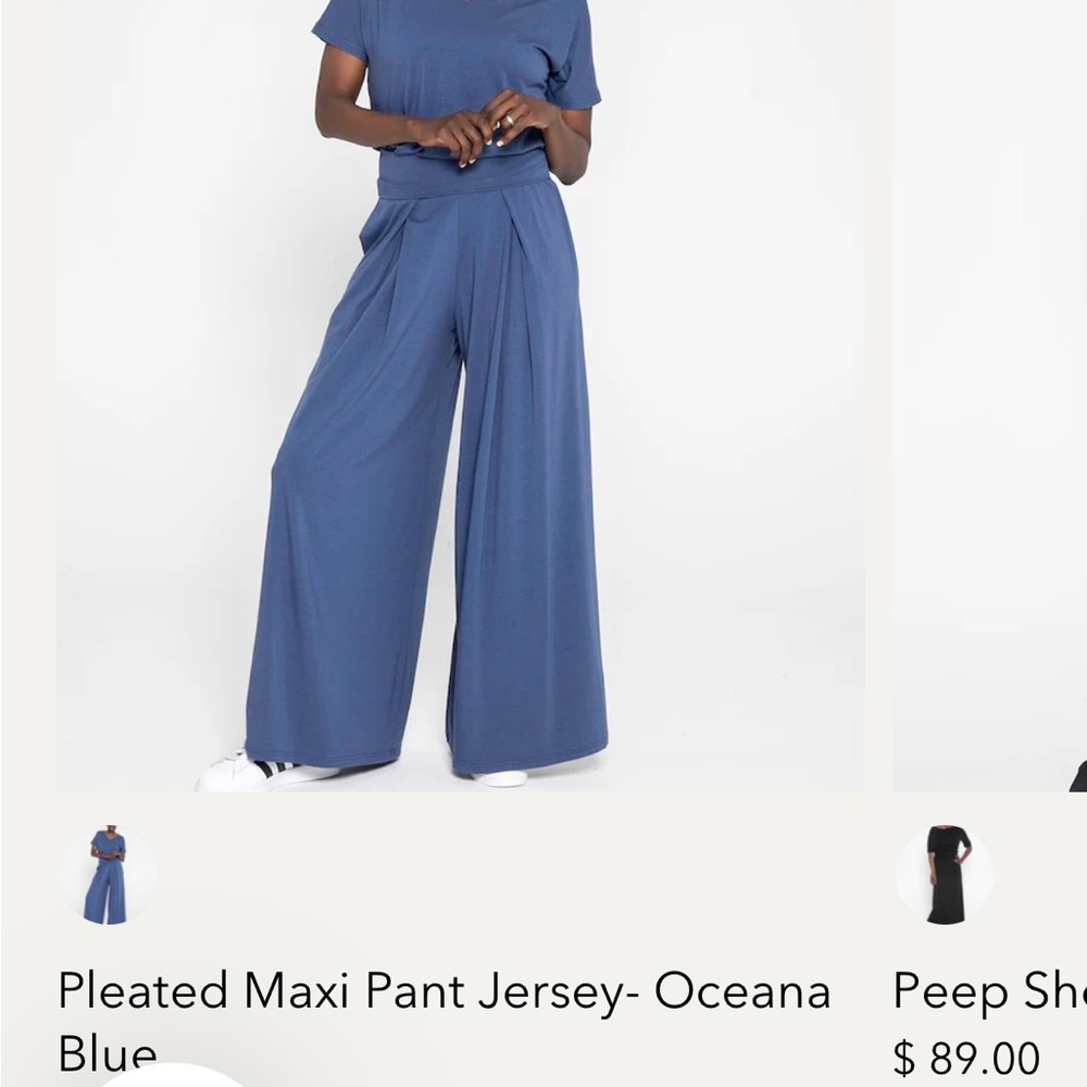Pleated Maxi Pant in Oceana Blue